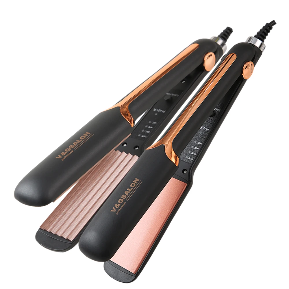 Moehair hair straighteners flat iron and curler 2 in 1 with custom box