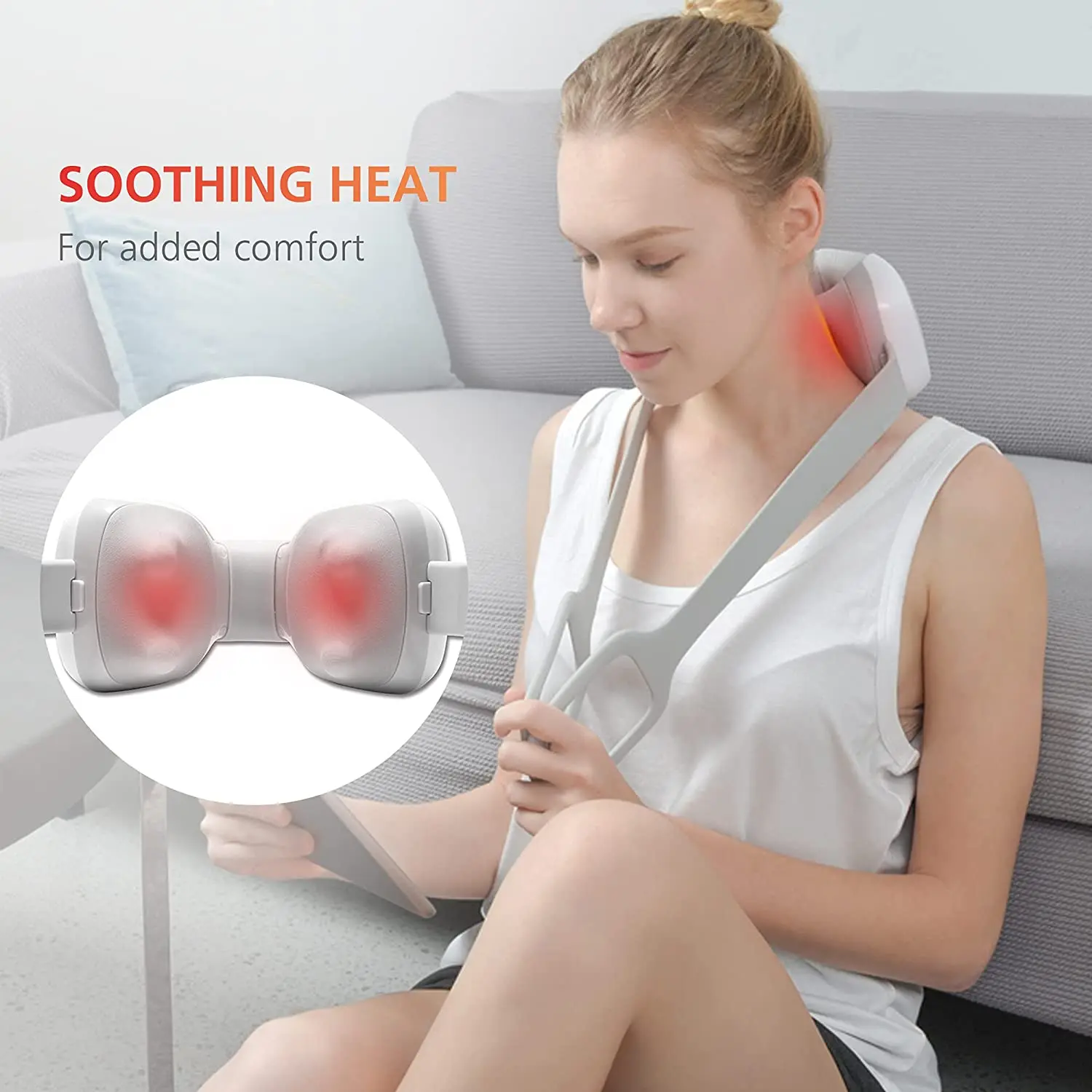 Travel Neck Massager with Heat Shiatsu Neck Massager Cordless for Pain Relief 4 Modes LCD Display Portable Neck Massage