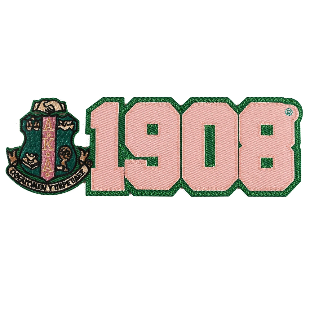 Custom applique embroidery patches twill fabric 1908 number shield patches for T shirt