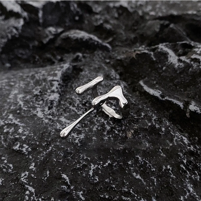 Creative Irregular Liquid Lava Opening Ring for Women Men Unisex Chic Niche Simplicity Rings Jewelry Party Accessories
