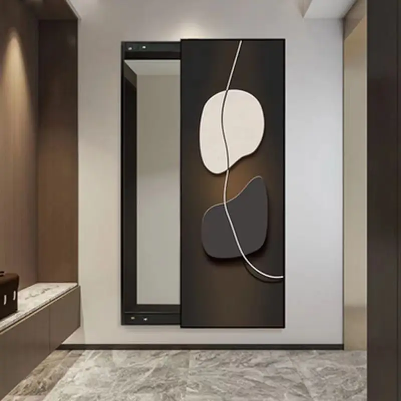 Cute cartoon panda modern Minimalist push pull mirror crystal porcelain painting designs for home decoration