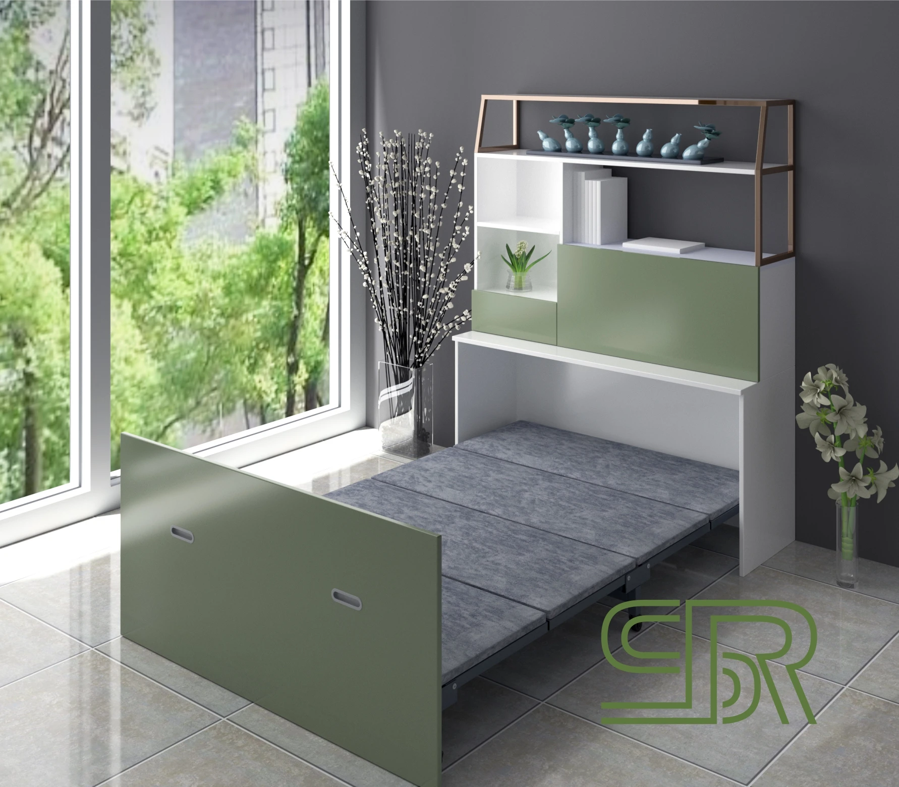 Simple Single Murphy Cabinet Bed Small Folding Wall Bed Bedroom Furniture Customized Wood Modern Home Bed Sunrise Panel Wood