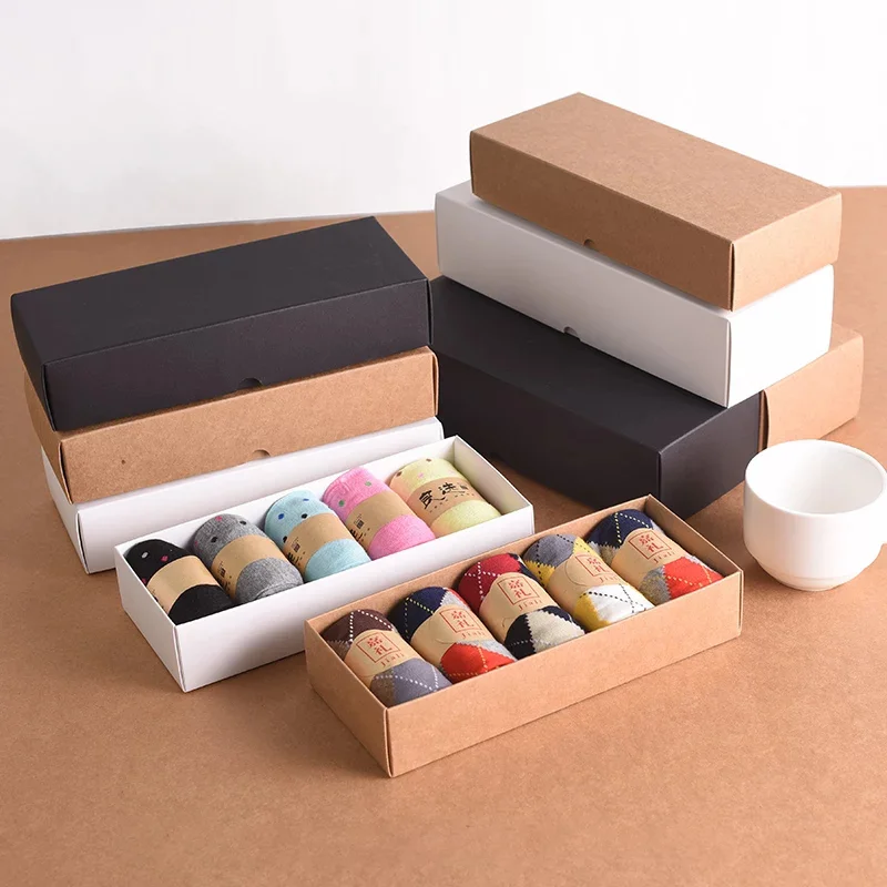 High quality printed custom prime branded packing sock packaging , folded printing 350g kraft paper boxes with lid