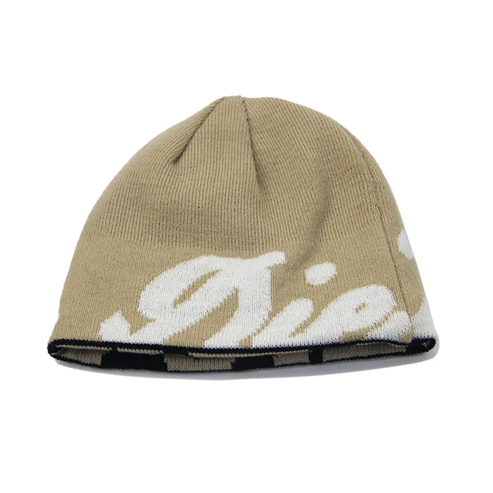 Jacquard Custom Knitted Beanie Embroidery Logo Acrylic Knitted Winter Beanie Hat Fitted Knitting Letters Beanies
