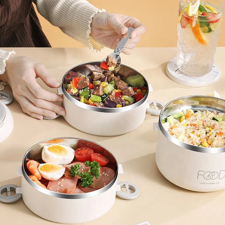 Stainless steel portable insulated lunch box stackable food container set adult thermal bento lunch box with thermal bag