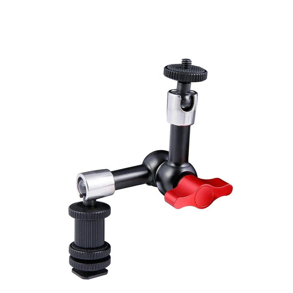 7inch Adjustable Articulating Friction Magic Arm Hot Shoe Mounts Compatible with DSLR Camera Rig, LED Flash Light, LCD Monitor