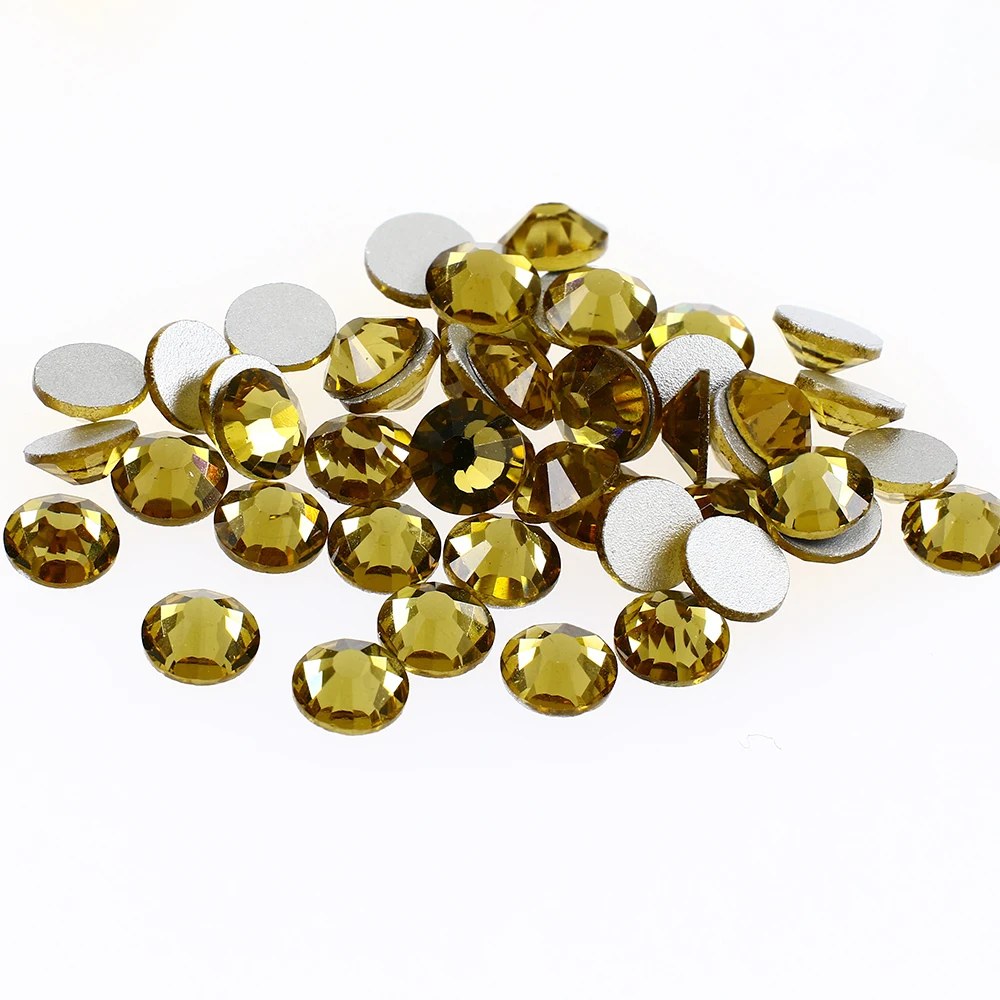 Glass Crystal 10 Sizes Non Hotfix Fancy Colors Round Shape Flatback Rhinestones Glue On Beads mixed color