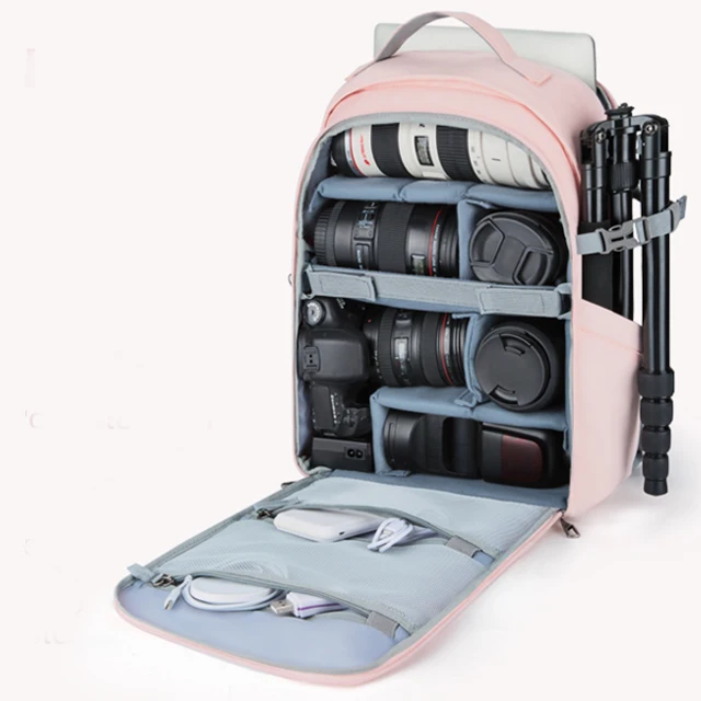 Pink camera backpack soft laptop bag for dslr 700d canon caden nikon nx100 video 5d mark intax mini 11 besnfoto tenba