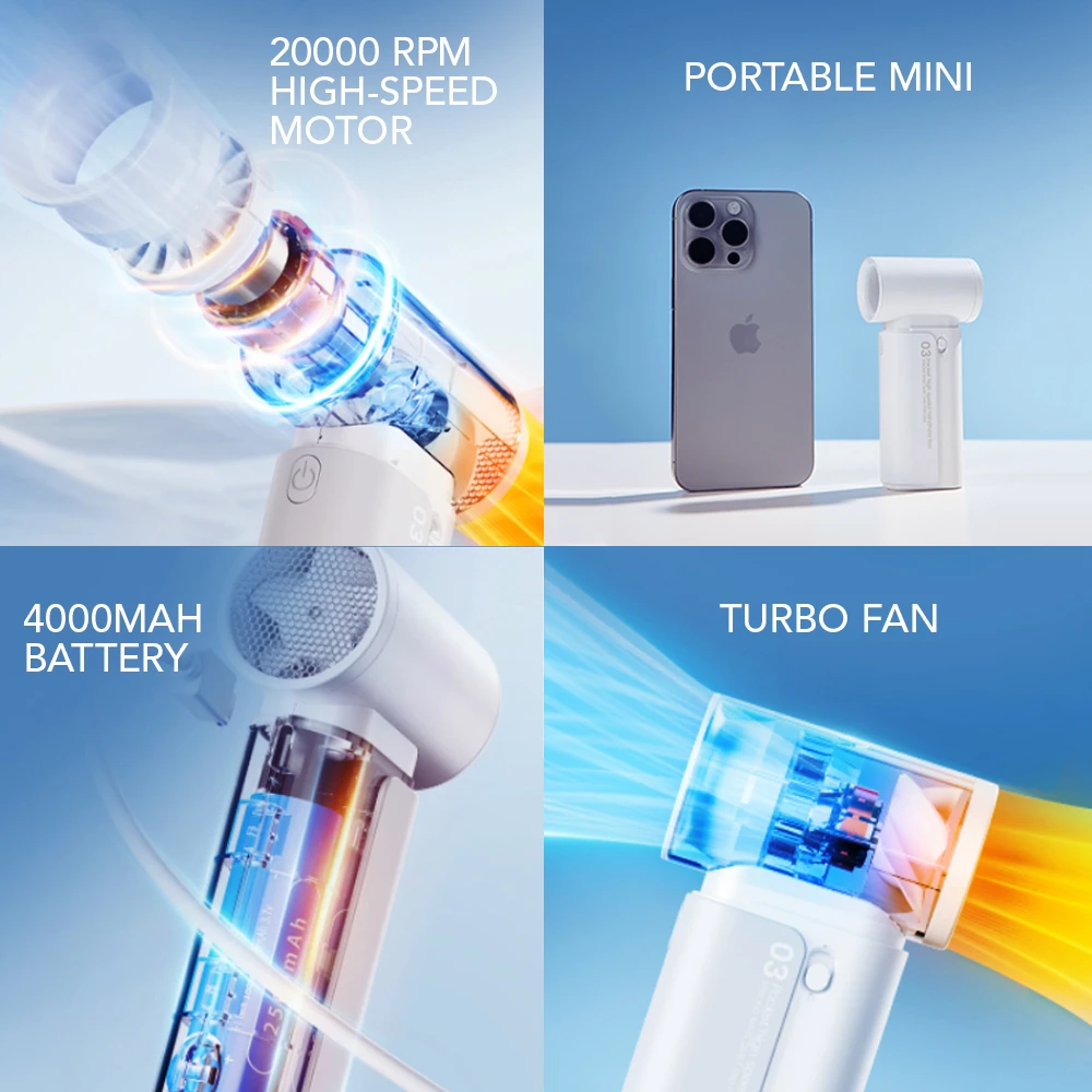 IMYCOO High Speed Portable Turbo 4000mAh Pocket Handheld Fan Wholesale Custom Electric Rechargeable USB Mini Handy Fan