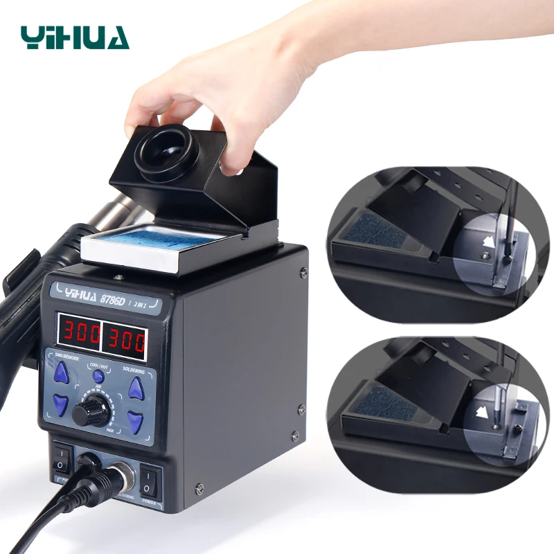YIHUA 8786D-I 2 in 1 Digital Display Rework Soldering Station BGA Welding Machine Circuit Repair Heat Gun Has Hot And Cold Air