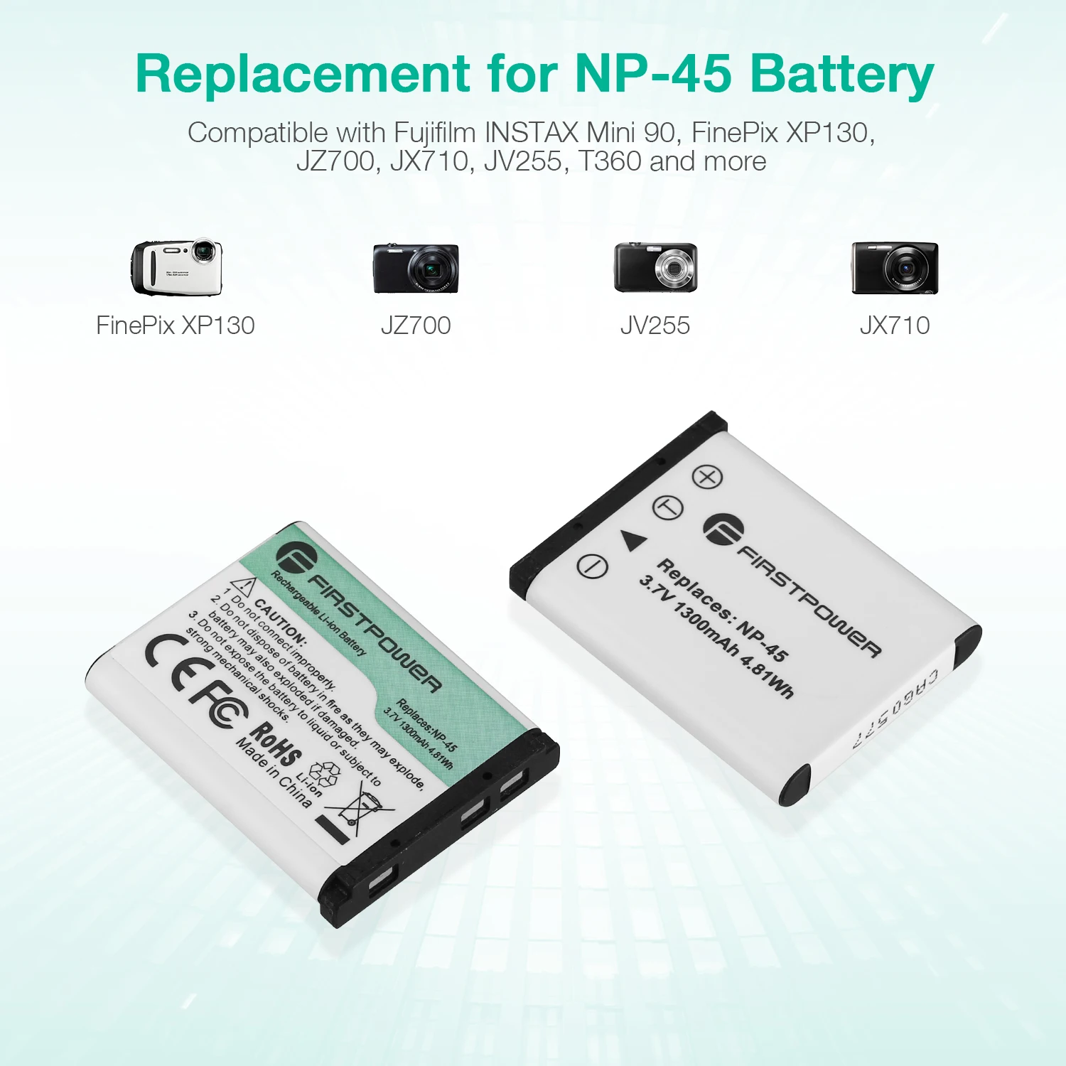 Rechargeable 1300mAh 3.7 V Lithium-ion Digital Battery Charger Set For Fujifilm NP-45/NP-45a/NP-45s