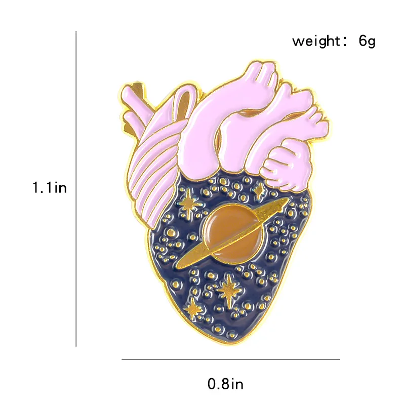 space star heart organ soft enamel lapel pin