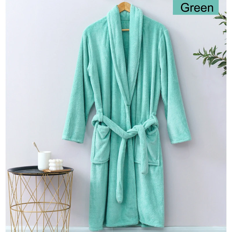 Luxury customized autumn/winter long robe soft absorbent adult five star hotels SPA coral fleece bathrobe for men and women