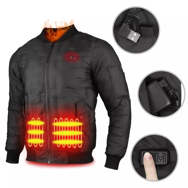 VINMORI CE Rechargeable Working Warm Heating Couples Winter USB 100% Cotton Heated Jacket