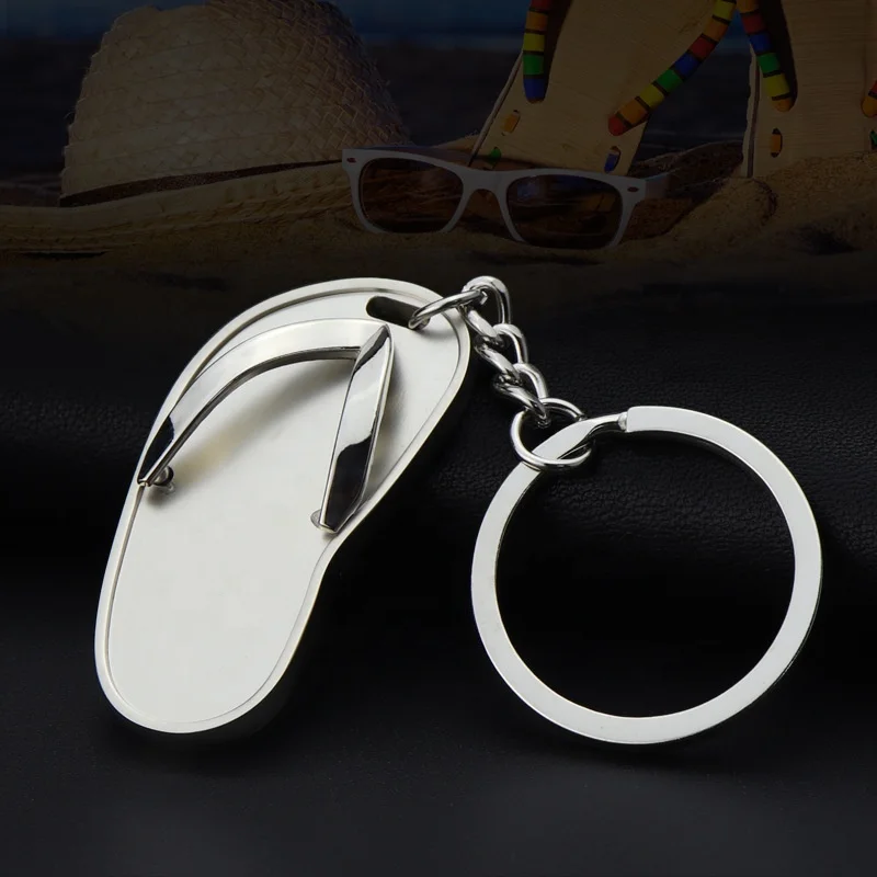 slippers key chain creative beach travel gift  key pendant gift metal zinc alloy keyring bag charm key holder