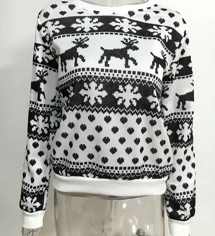 
Custom Deer Print Christmas Autumn and Winter pullover crewneck Sweatshirt 
