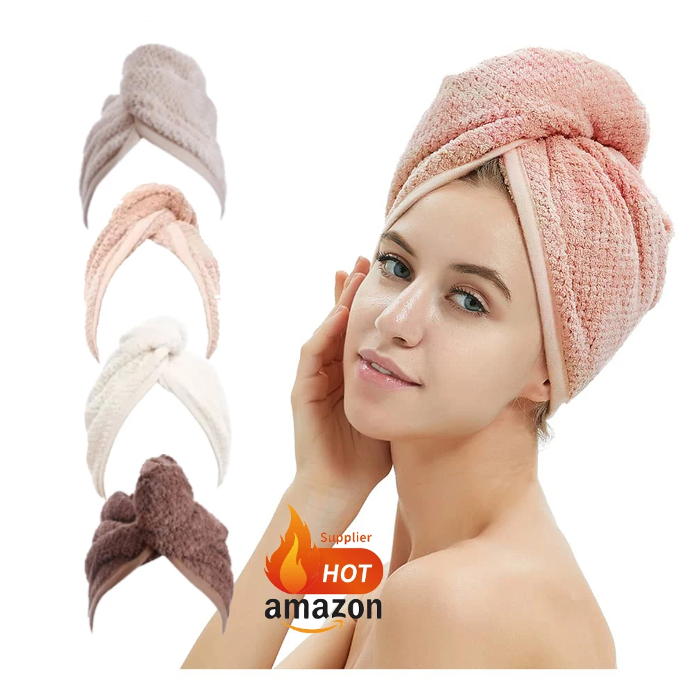 25*65cm  GSM280  85%polyester 15%polyamide super soft  coral fleece hair wraps