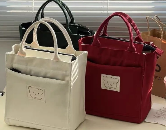 TLB-8R120  2024 Original Design Japanese Canvas Bag Simple Solid Color Student Backpack Artistic Canvas Bento File Handbag