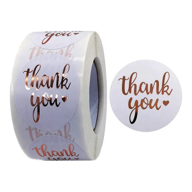 Thank You Stickers 1.5 Inch Round Golden Foil Paper Business Letters Wedding Envelope Seal Birthday Gift Packaging Labels