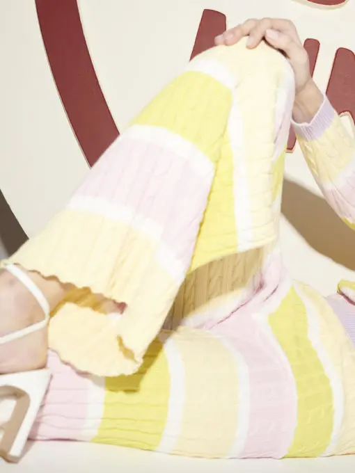 Custom OEM & ODM Logo Sweater women Jacquard design knitwear ladies  Knitted Girls pullover cotton women knit Trousers