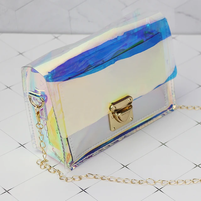 Custom Clear Handbag Purse Transparent Waterproof Girls Inclined Shoulder Bag