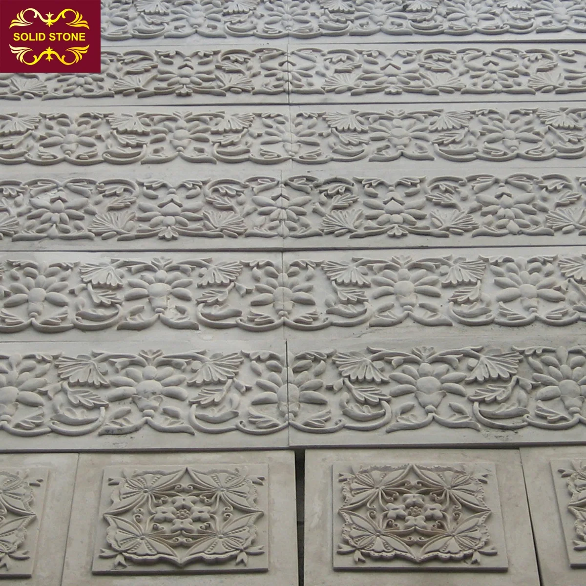 Customized standard carved beige marble frieze relief 3d wall sculpture