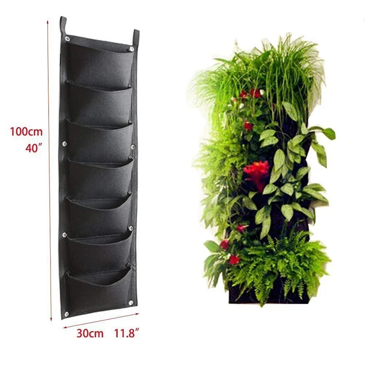 Garden Horizontal Wall-Mounted Felt Plant Grow Bag Pockets Wall Hanging Planter Bags for Flower Vegetable