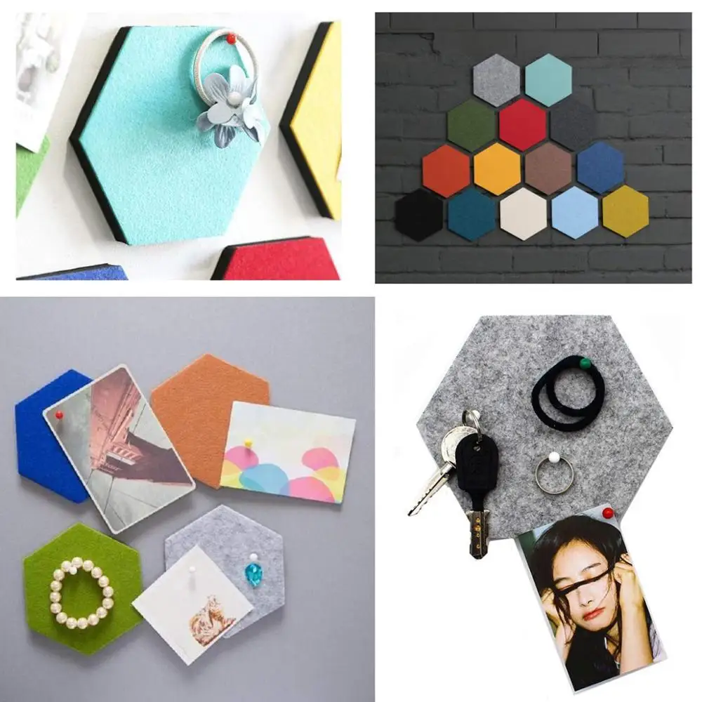 
Amazon decoration home decor colorful self adhesive eva foam cork memo board hexagon wall tiles felt bulletin board 