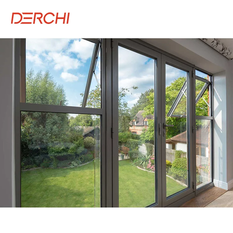 Luxury Anti theft security thermal break double glazed aluminum french swing double entry doors