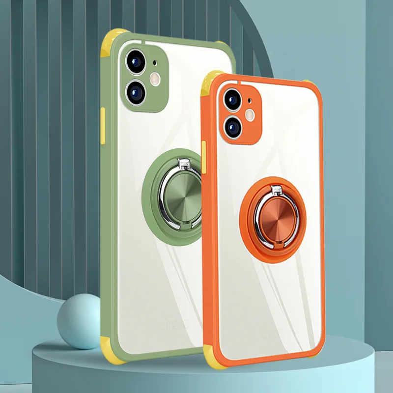 Wholesale 2 in 1 Ring Magnetic Car Mount Kickstand Shockproof Phone Case For iphone 12 pro max