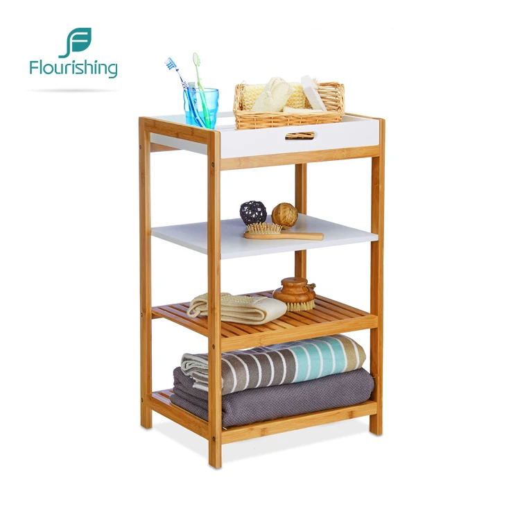Многофункциональная Регулируемая бамбуковая полка для ванной комнаты 4-ярусный выставочный стенд настенное крепление стеллаж для хранения для гостиной, спальни, кухни, туалета