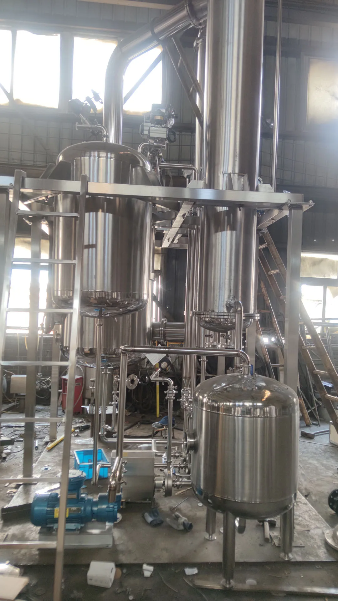 Industrial Ethanol Solvent Recovery Single Effect Falling Film Evaporator
