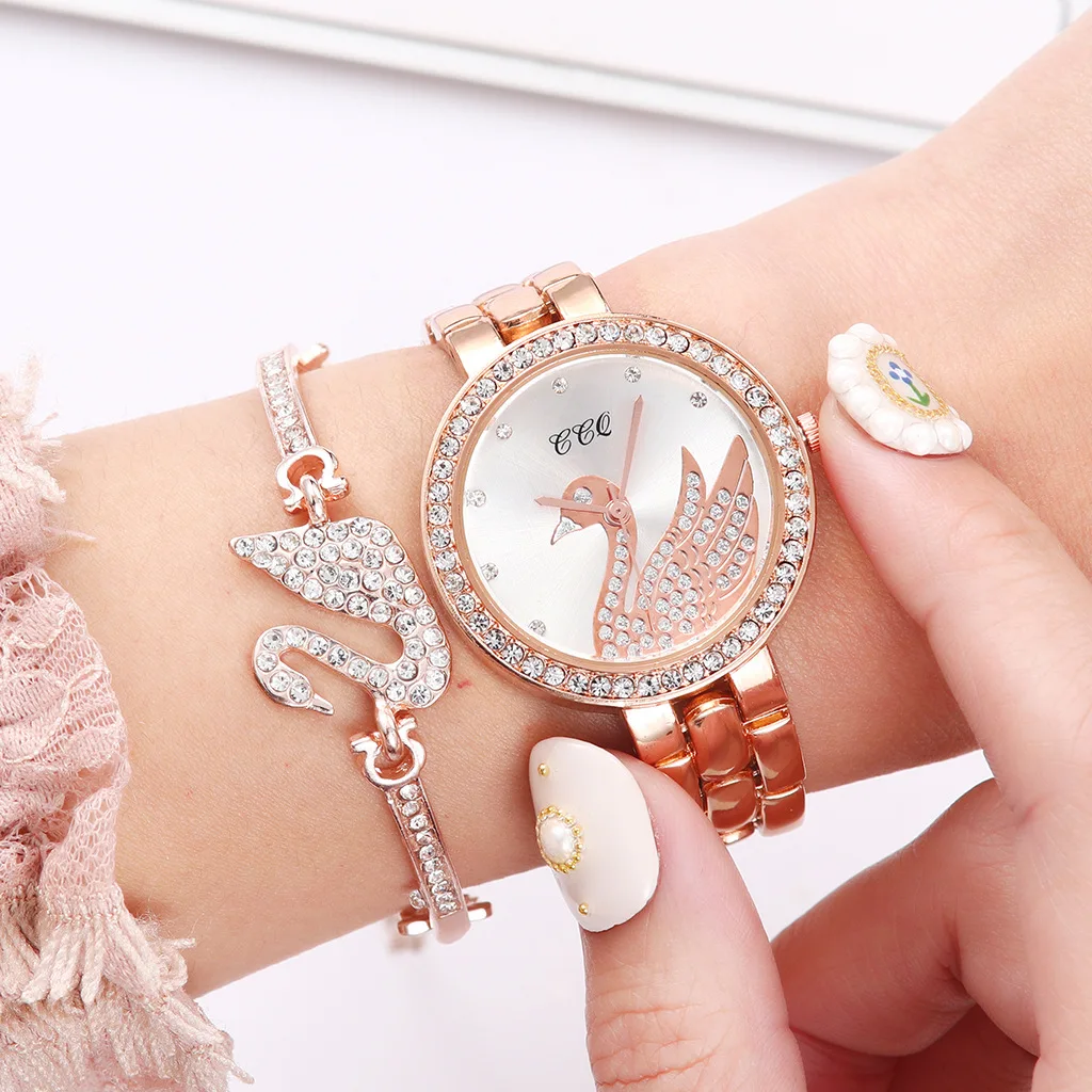 Новинка 4341, элегантные модные кварцевые самые популярные женские браслеты в виде лебедя, наручные часы, 2020