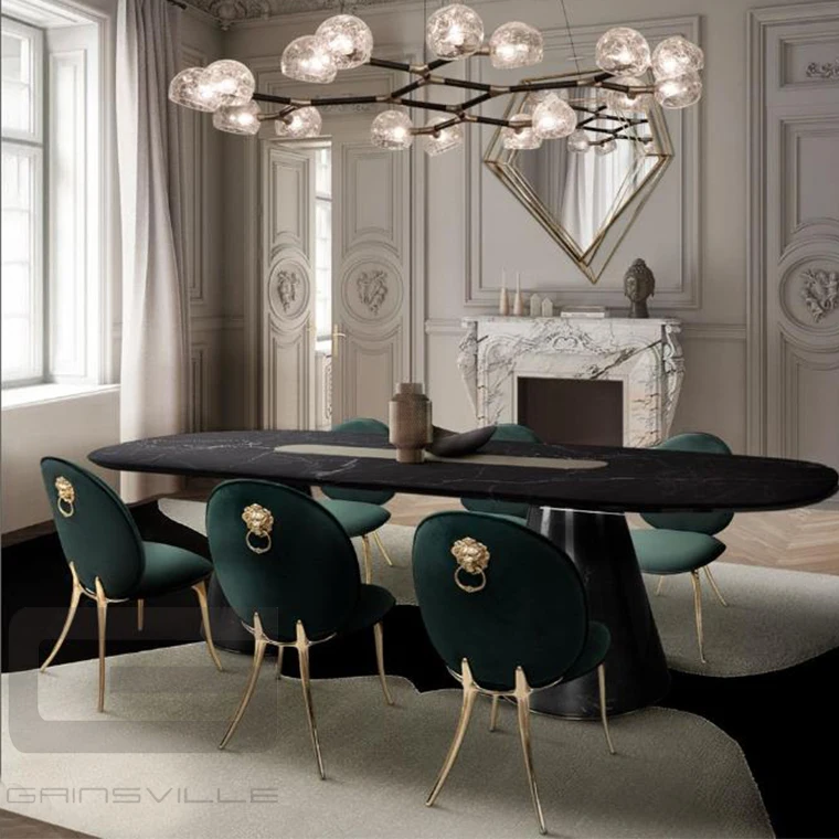 High Quality Metal Leg Dinning Chair Modern Restaurant Hall Velvet Dining Chair with Curved Back