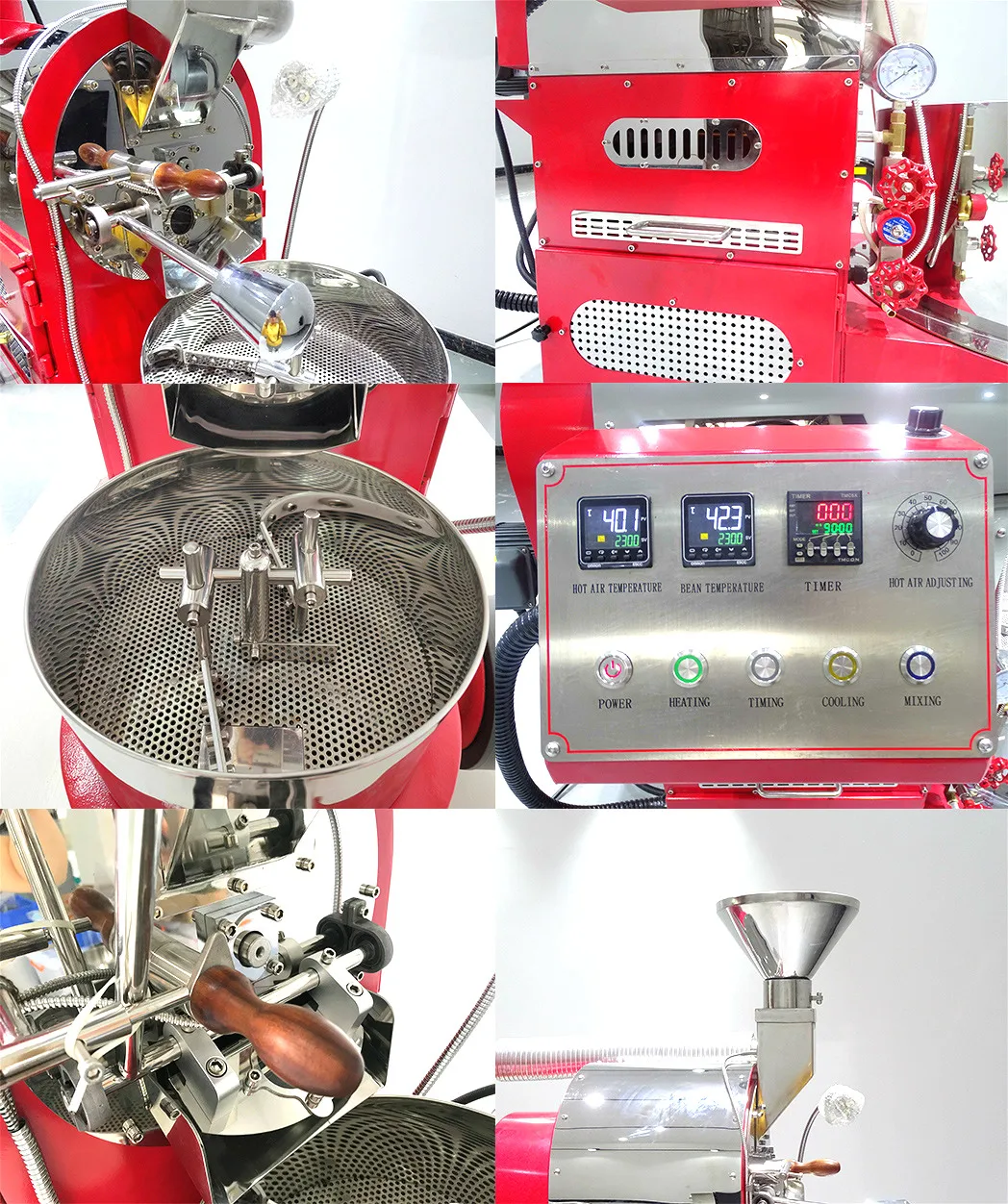 6 kg roller screen display panel roasting coffee with bread machine gas and