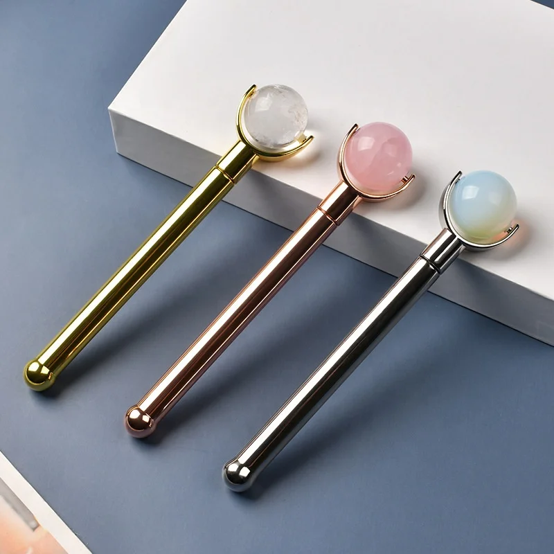 
Custom Logo Private Jade Double Roller Massage Under Eyes With Sticks Noiseless Handheld Natural Anti Aging Jade Facial Roller 