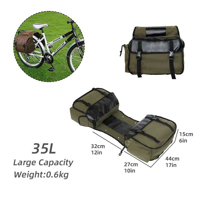 Outdoor Canvas Ebike Motorcycle Mountain Bike Rear Saddlebag Motorcycle Tail Side Luggage Tool Storage Bags for Cycling Travel