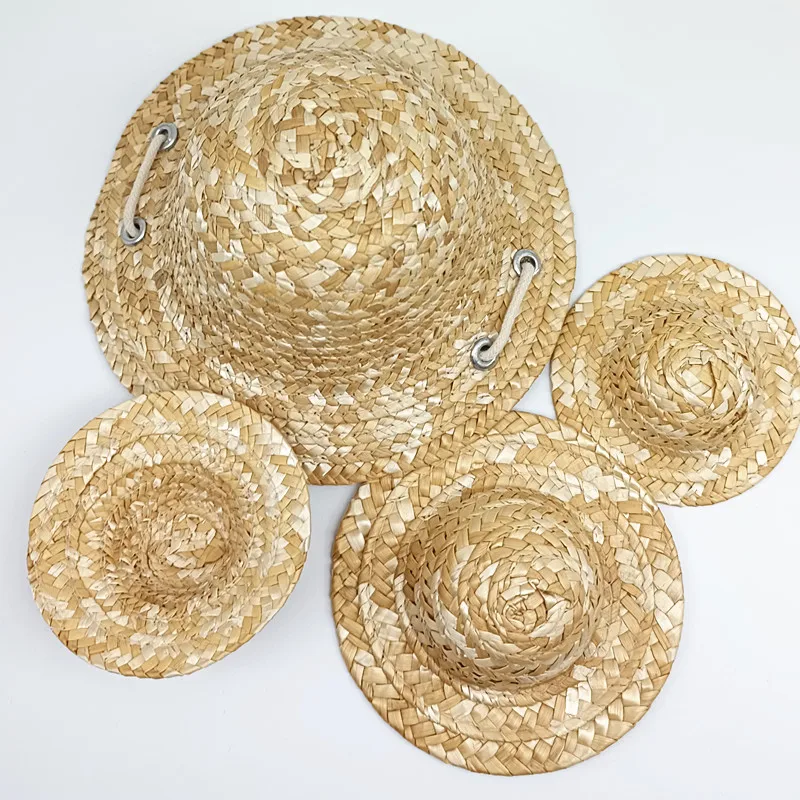 Various Size Natural Colour Mini Doll Straw Hats For Doll and Decoration