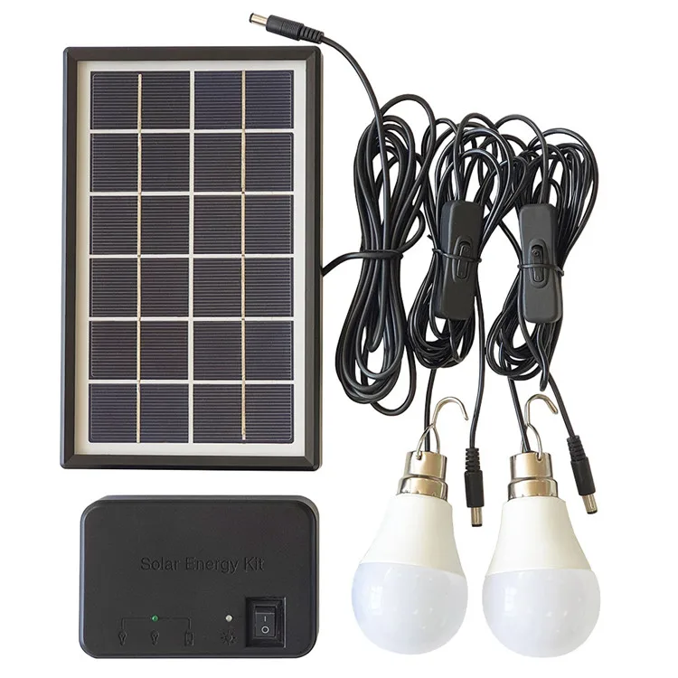 LED  Mini Solar Power Lighting System with 3W 5V Panel  for Lighting and Mobile Charging Solar Energy System