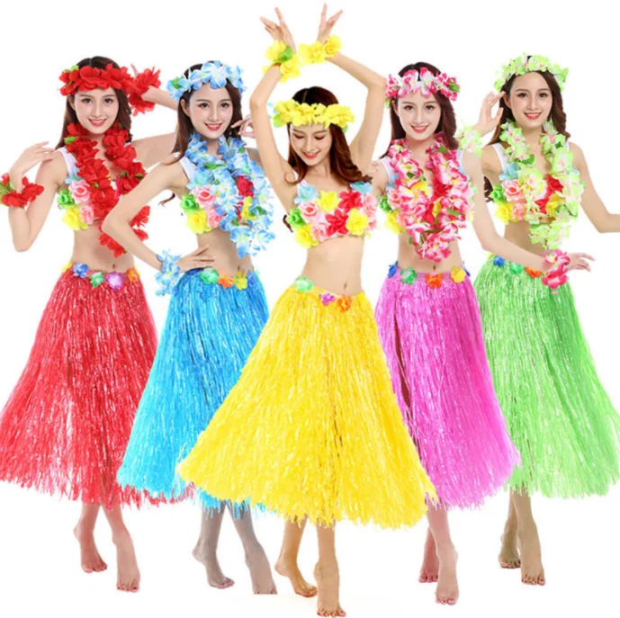Wholesale 40cm 60cm 80cm single double layers  hawaiian  dance  grass hula skirt