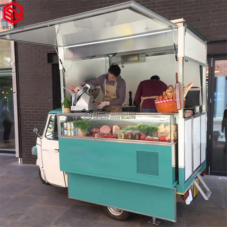 Mobile Kitchen Tricycle Electric Food Truck Catering Ice Cream Truck Ape 50 Wheeler Price Ice Cream Hot Dog Food Cart