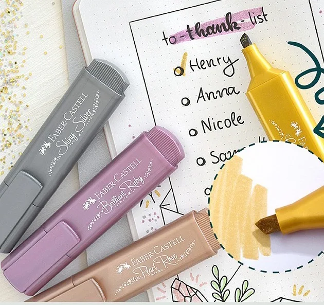 Selling FABER-CASTELL metallic highlighters for students beaded and shining marking pen