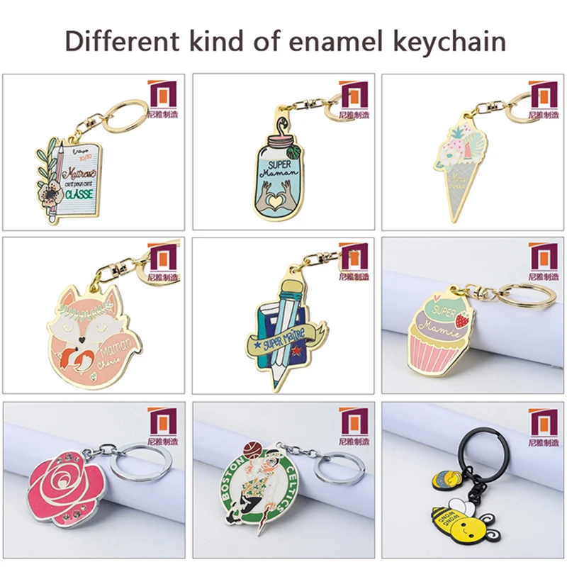 Pendant Anime Custom Animal Metal Key Chain Porte Clef Personalisable Customizable Blank Car Logo Luxury Bulk Enamel Keychain