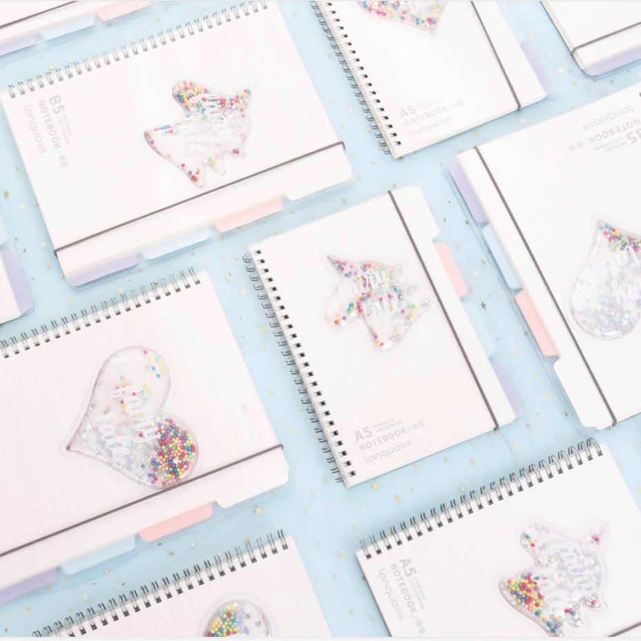 PVC Cover Inner Horizontal Line B5 Unicorn Spiral Notebook For Children writing stationery