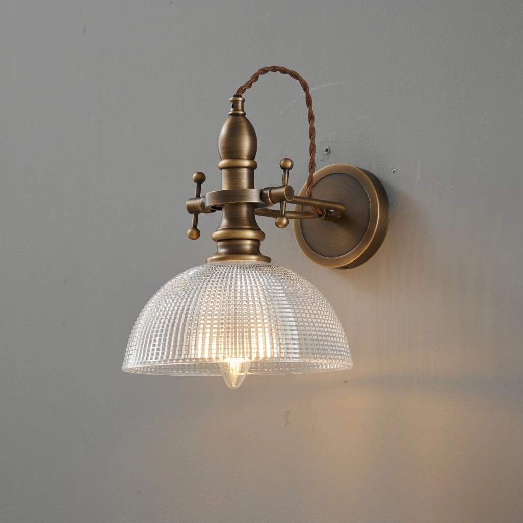 B0966 Mid-Ancient Style Modern Ceiling Installation Wall Lamp Glass Shade Copper Asian design wall sconce for bedroom livingroom