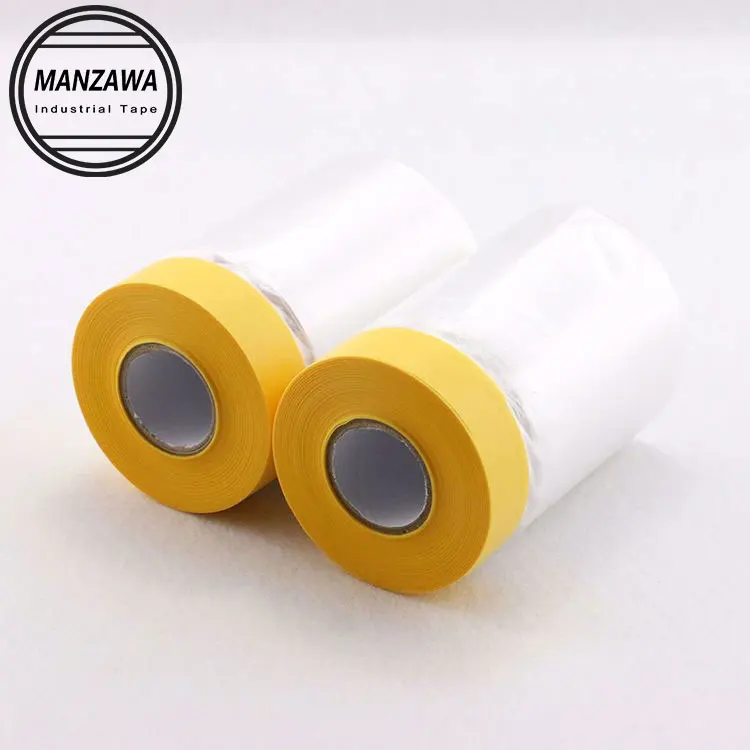 Wholesale 550mm Yellow covering masking film pre-taped washi masking covering tape