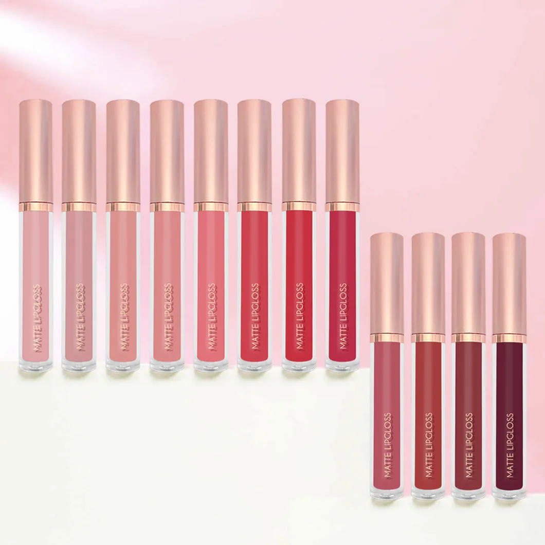 No logo make up products 12 colors non-stick matte lip stain pink red lip gloss al por mayor en gros lip gloss for girls