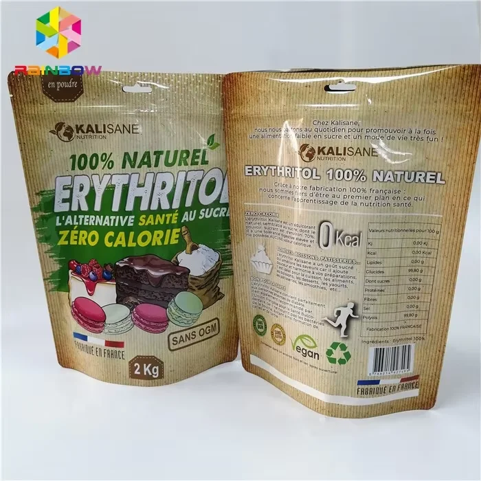 Rainbow Stand Up Pouches Dried Food Rice Flour Coconut Flour Glutinous Rice Flour Whey Protein Powder Packaging Ziplock Bag