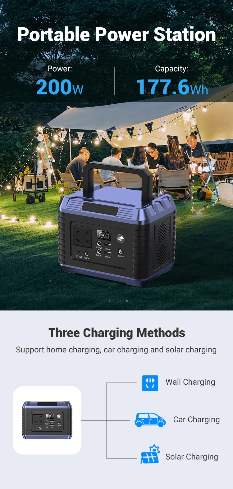 200W 177.6Wh With Inverter Wind Turnine Generator With Solar Solar Generator Free Shipping Portable Power Station