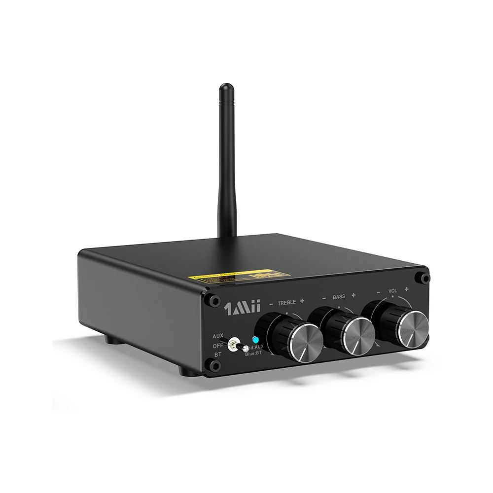 1Mii P4 Bluetooth 5.3 Stereo Power Amplifier, 2 Channel 100W*2 Mini Hi-Fi Audio Amp, Wireless Receiver w/ Bass for Home Speaker